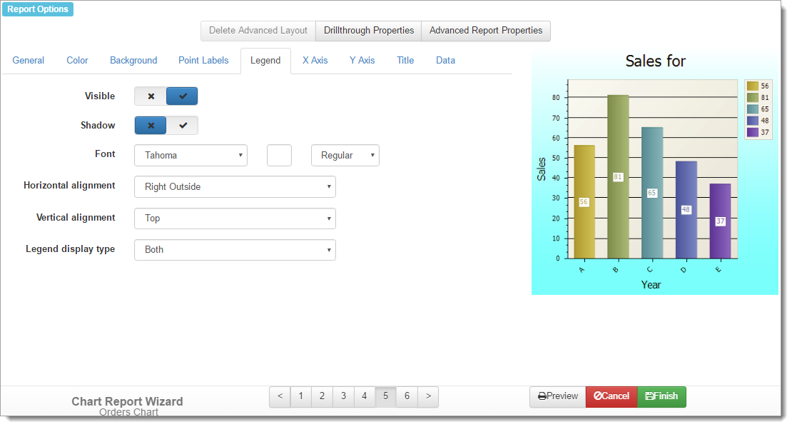 Step 5: Report Options (Chart Report) - IQ reseller Report Writer